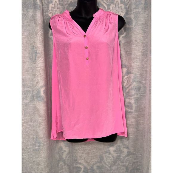 Lilly Pulitzer Pink Sleeveless Buttoned Blouse - Picture 1 of 6